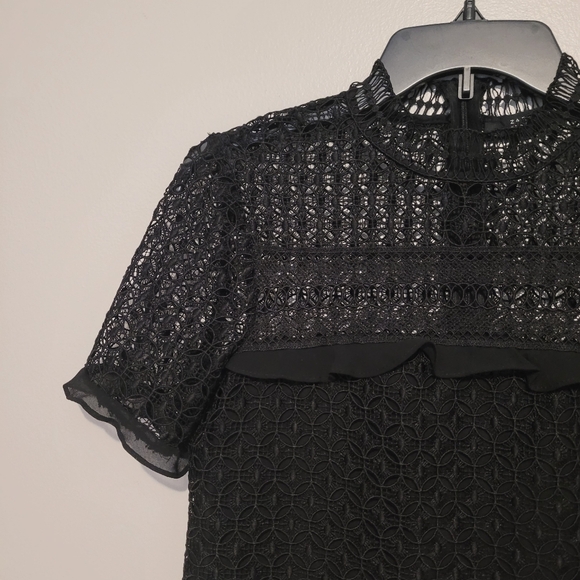 Zara Mock Neck Ruffle Lace Top - Picture 5 of 11